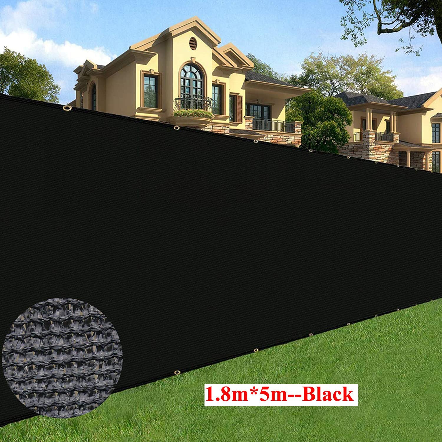 Black privacy screening mesh made of high-density polyethylene for outdoor garden fencing and patio seclusion — view 7