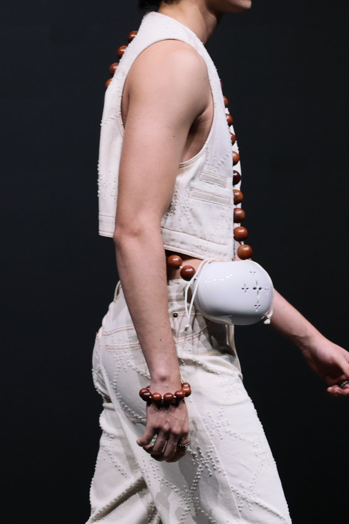Art of Mending Texture Ecru Denim Vest-5