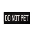 Embroidered rectangular service dog velcro patch with high visibility text for pet carriers and harnesses