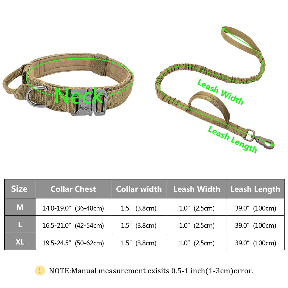 Military tactical dog collar and leash set in durable nylon for medium to large dogs — view 6