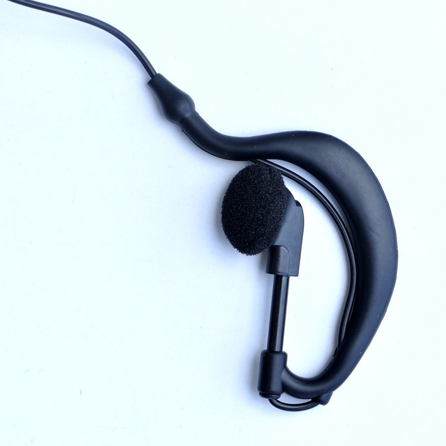 Black 2-pin security earpiece microphone with acoustic tube and push-to-talk button — view 4