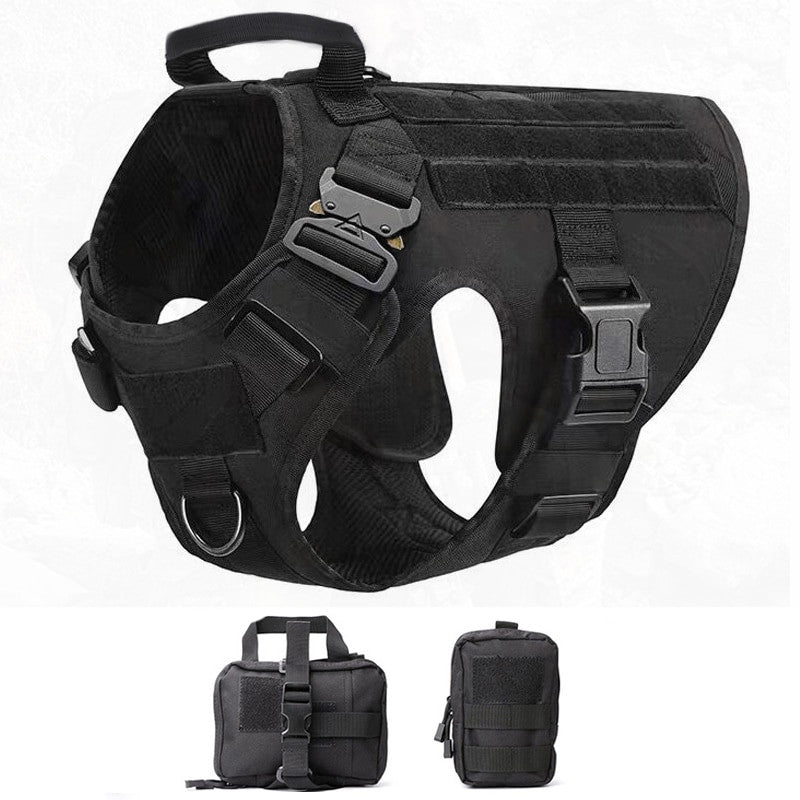 Military tactical dog harness in heavy-duty nylon featuring adjustable straps and a padded vest design — view 19