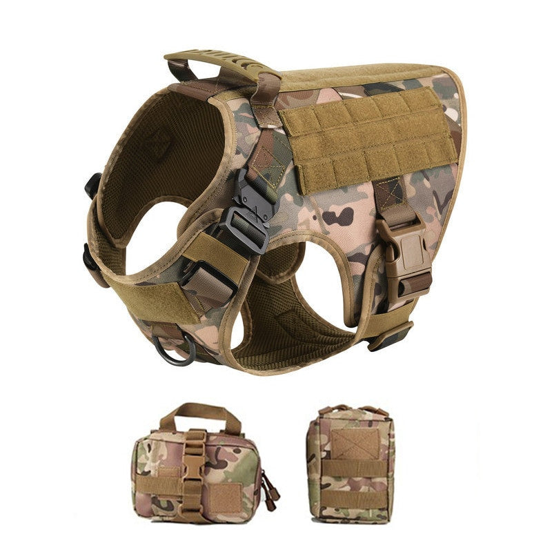 Military tactical dog harness in heavy-duty nylon featuring adjustable straps and a padded vest design — view 18