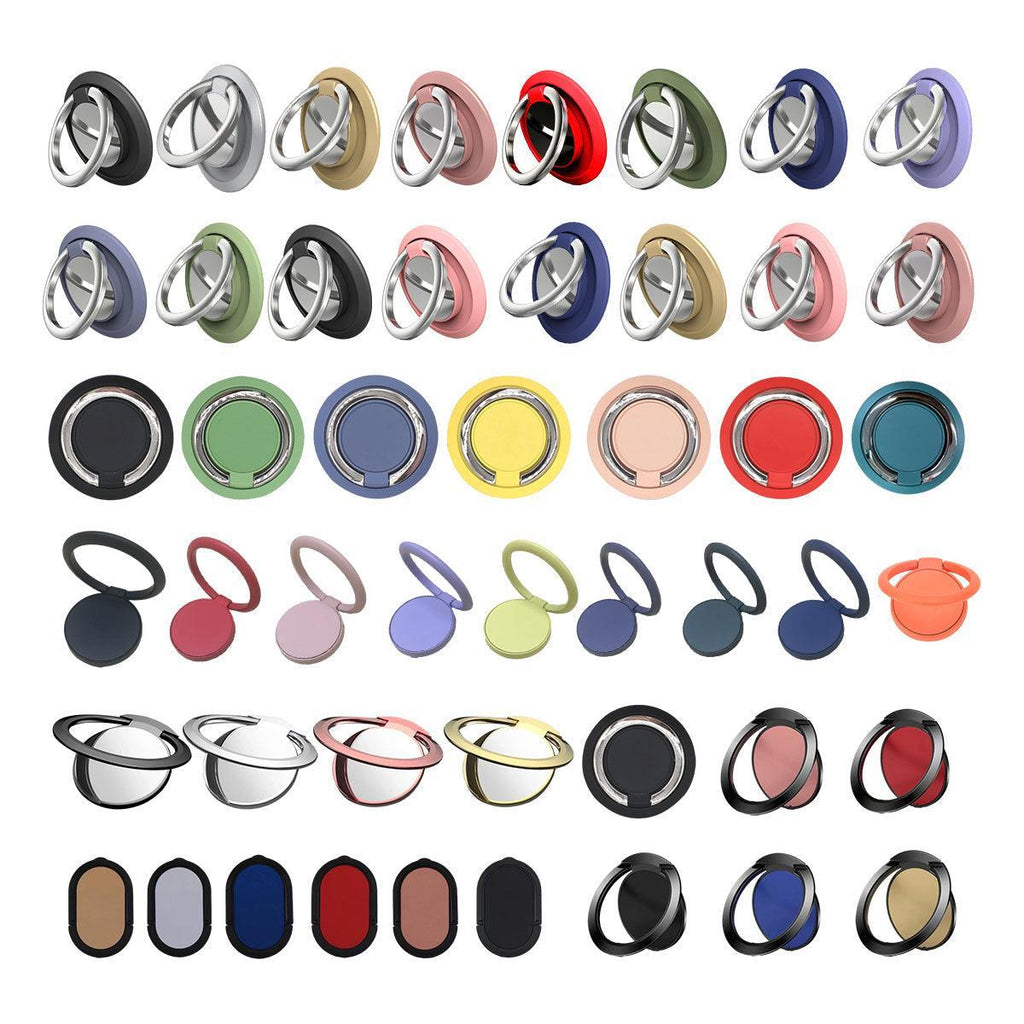 Slim zinc alloy phone ring holder and mobile grip stand in a metallic finish. — view 2