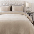 Firhouse light beige pure linen bedding set neatly arranged on a traditional style master bed