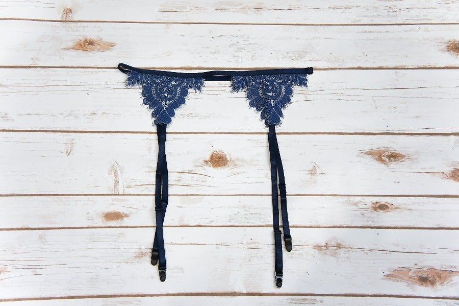 Flame and Lace Blue Garter Belt-1