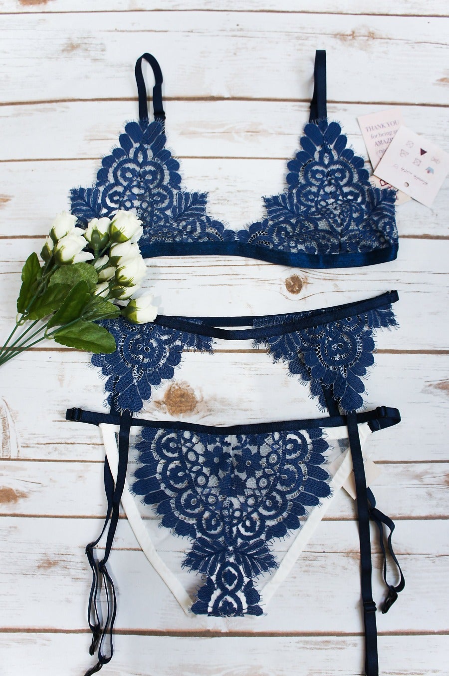 Flame and Lace Blue Garter Belt-2
