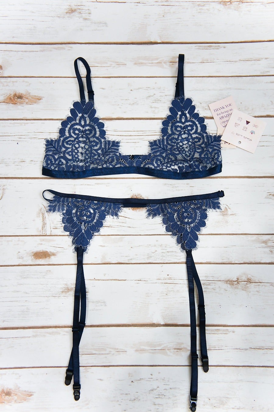 Flame and Lace Blue Garter Belt-0