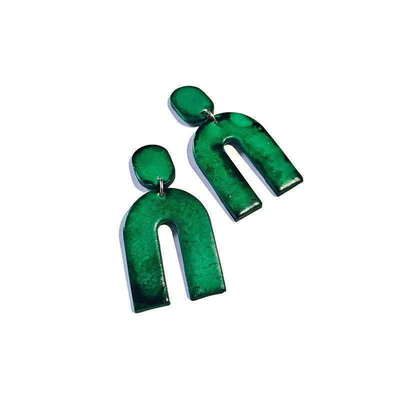 Arch Statement Earrings Handmade (Post or Clip On)- "Lucy"-0