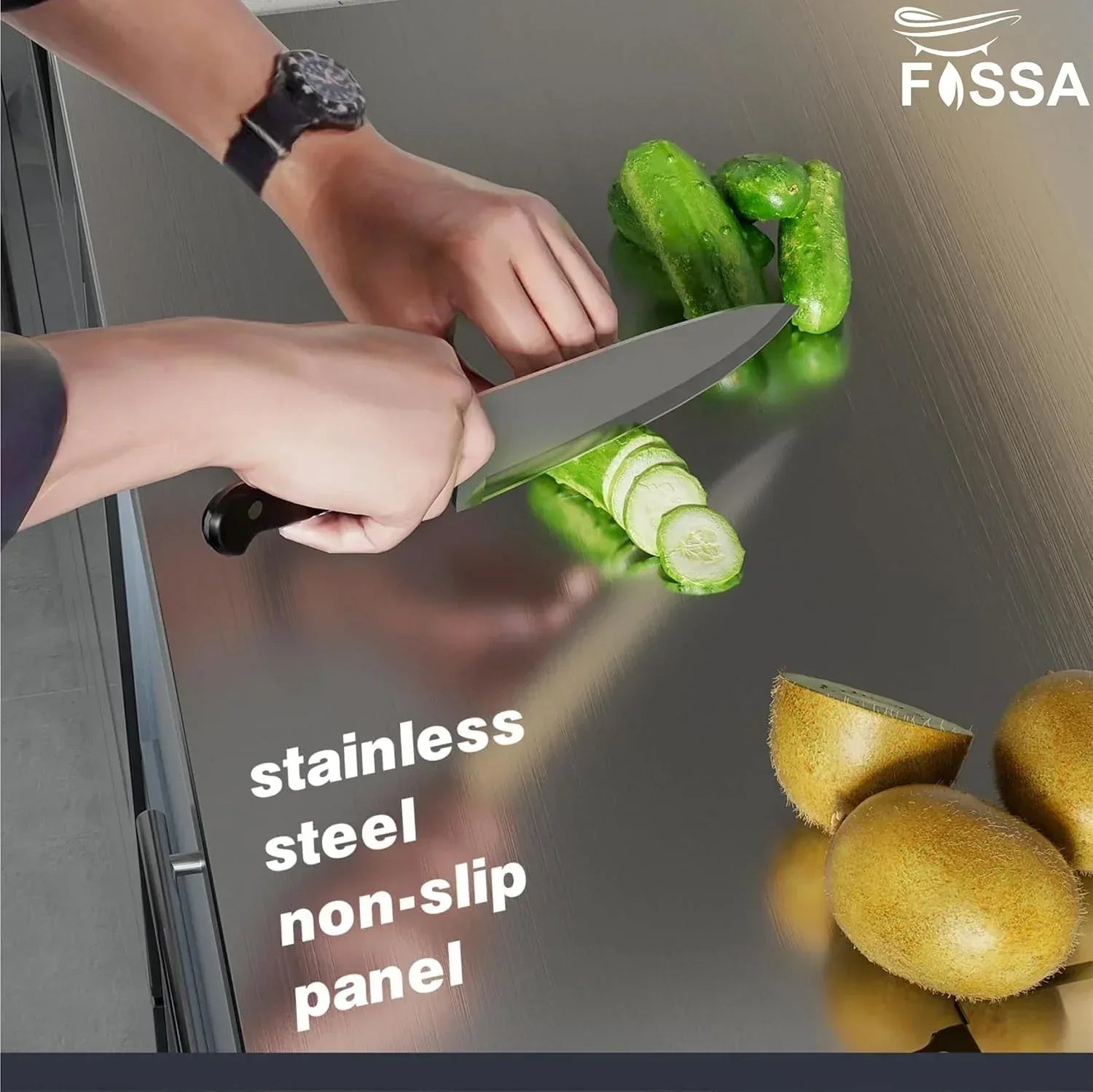 Extra large 304 stainless steel chopping board in silver for hygienic kitchen food preparation — view 5