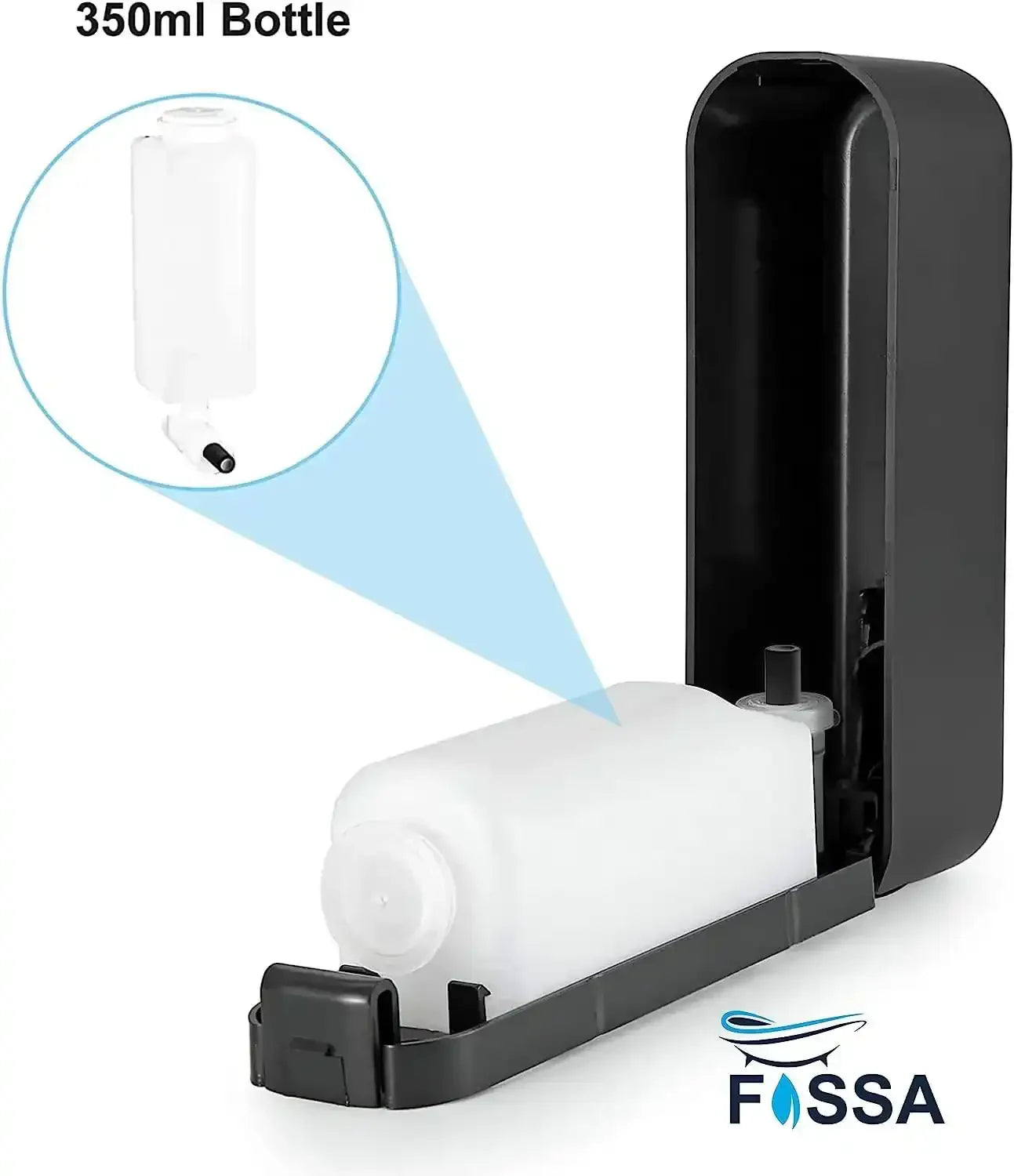 Sleek 350ml wall mounted black manual soap dispenser for modern bathroom or kitchen sinks — view 5