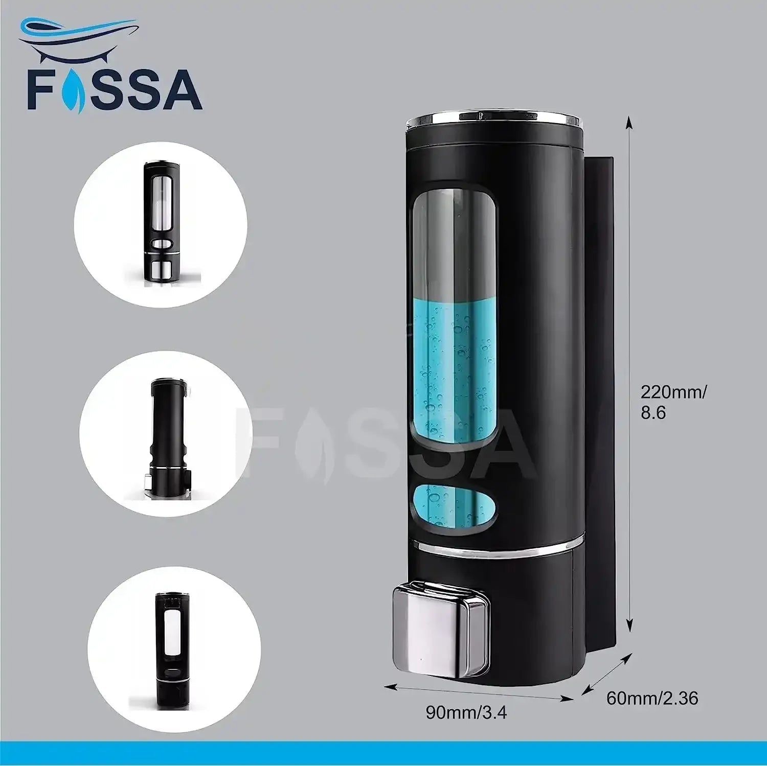 400 ml Wall Mounted Black Silver manual Soap Dispenser — view 2