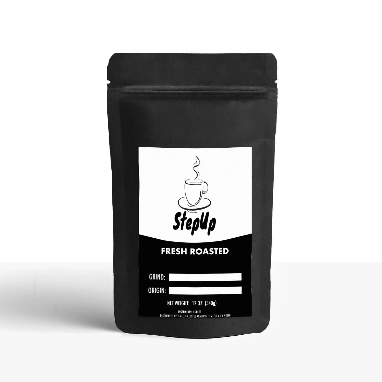 Premium bag of French roast whole bean Arabica coffee for espresso and drip brewing methods