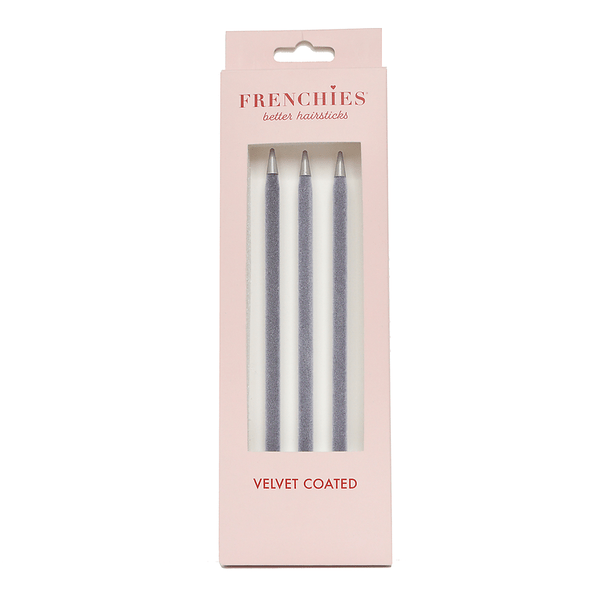 Frenchies Grey Velvet Hairsticks-0
