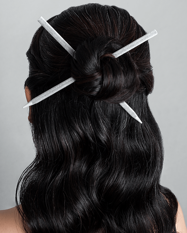 Frenchies Grey Velvet Hairsticks-3