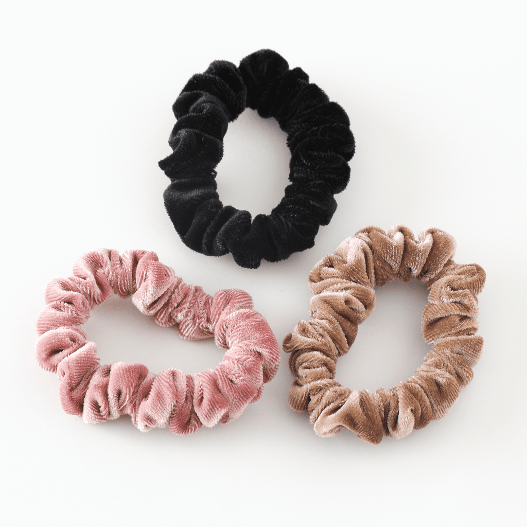 Three small premium cotton velvet hair scrunchies with a soft texture and non-slip design. — view 4