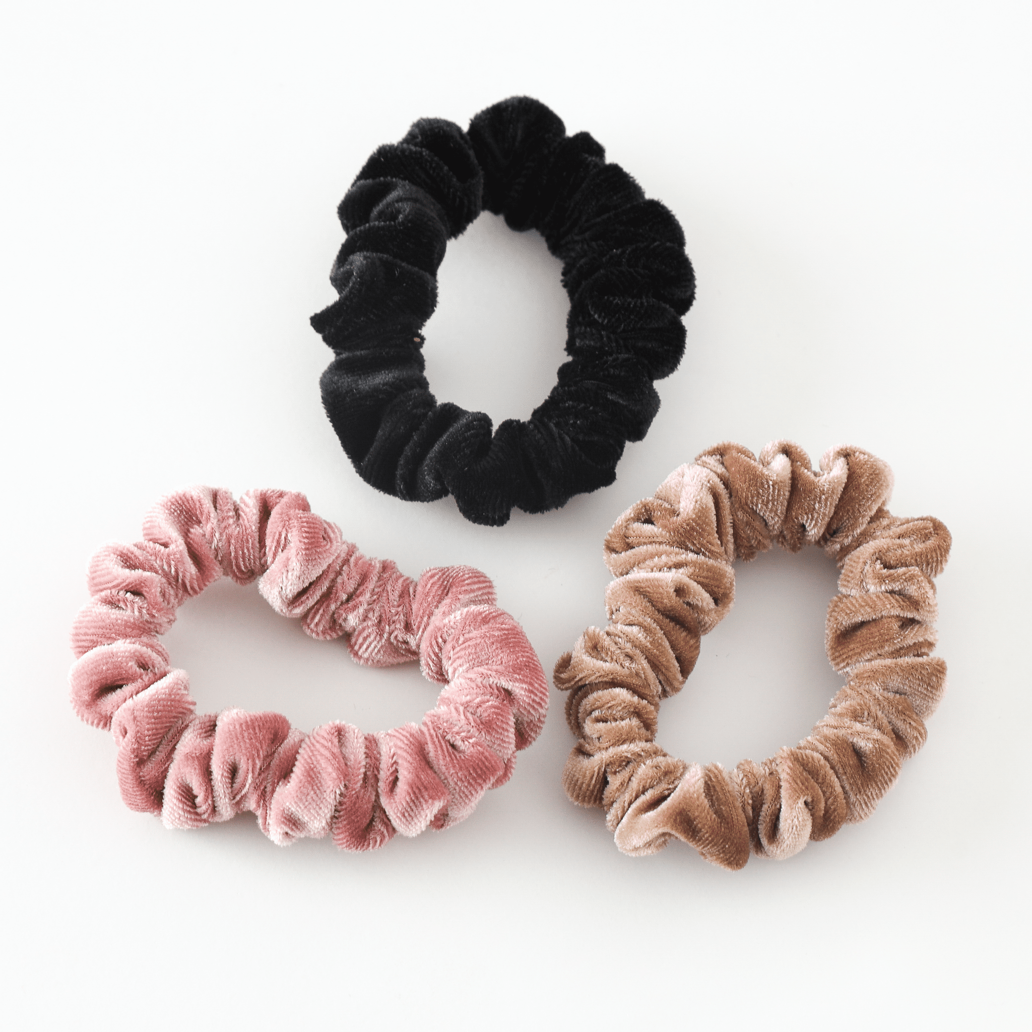 Three small premium cotton velvet hair scrunchies with a soft texture and non-slip design. — view 4