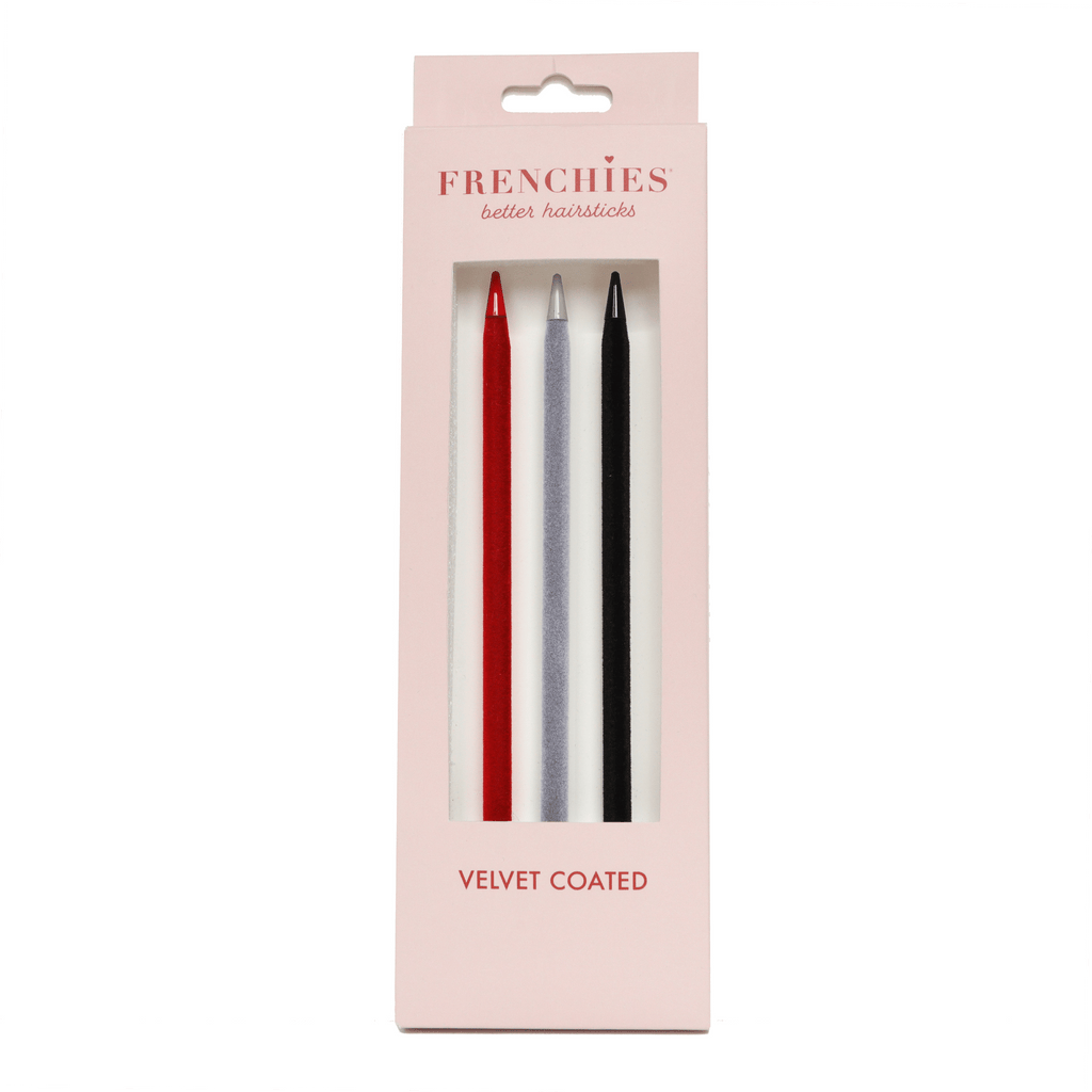 Frenchies Trio Color Velvet Hairsticks Set-0