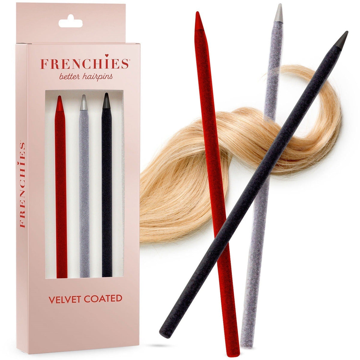 Frenchies Trio Color Velvet Hairsticks Set-4