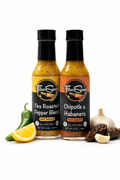 Fresco Sauce Daily Duet hot sauce pack featuring two bottles of artisan pepper blend condiments