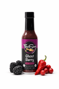 Ghost Berry Hot Sauce bottle with a vibrant blend of ghost peppers and sweet blackberries. — view 2