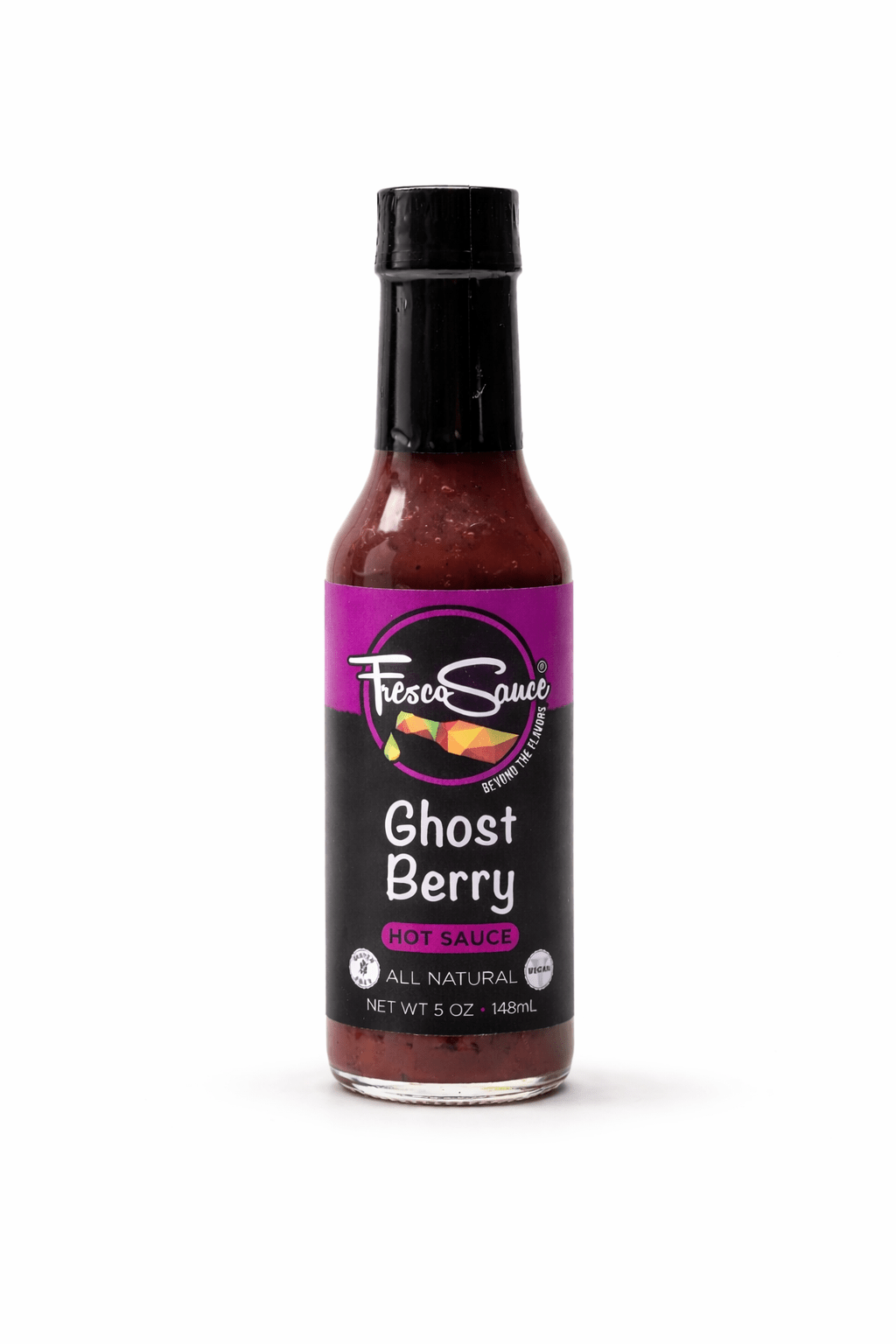 Ghost Berry Hot Sauce bottle with a vibrant blend of ghost peppers and sweet blackberries. — view 4