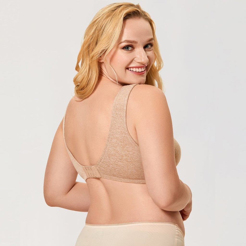 Front crossover wireless nursing bra in soft stretch fabric for easy maternity and breastfeeding access — view 3