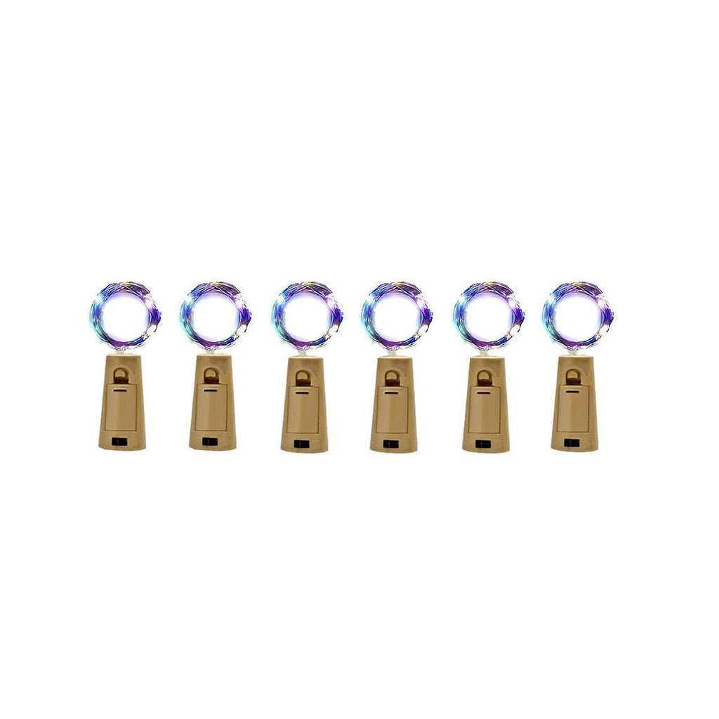 10 pack of copper wire wine bottle fairy lights with attached cork battery stoppers — view 2