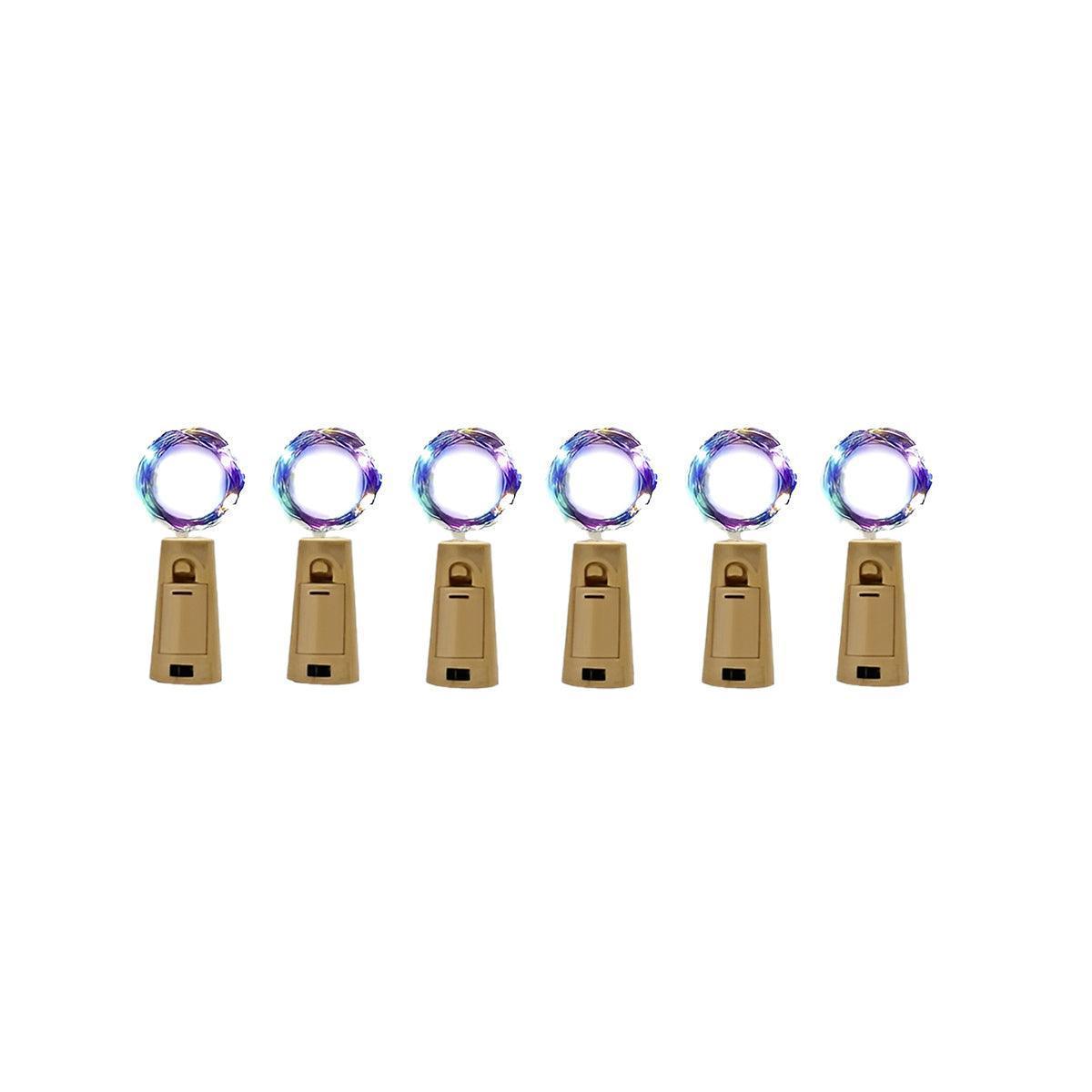 10 pack of copper wire wine bottle fairy lights with attached cork battery stoppers — view 2