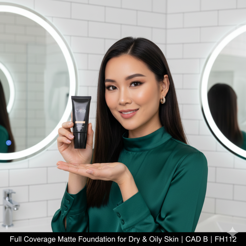 Full coverage matte liquid foundation bottle with a weightless formula for dry and oily skin. — view 2