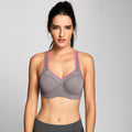 Full support high impact padded sports bra with underwire bounce control and moisture wicking fabric