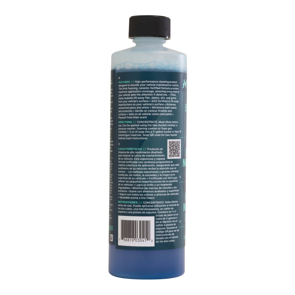 Motivity ceramic car wash soap bottle, concentrated snow foam in a 16 oz fresh linen scent — view 2