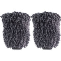 Gray chenille microfiber car wash mitt two pack for scratch-free auto detailing and cleaning