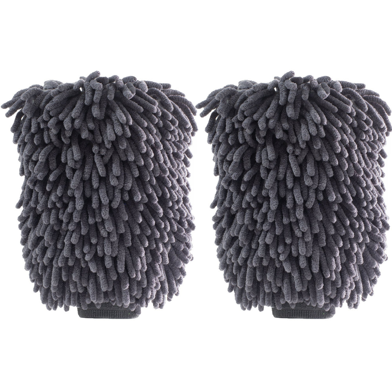 Gray chenille microfiber car wash mitt two pack for scratch-free auto detailing and cleaning