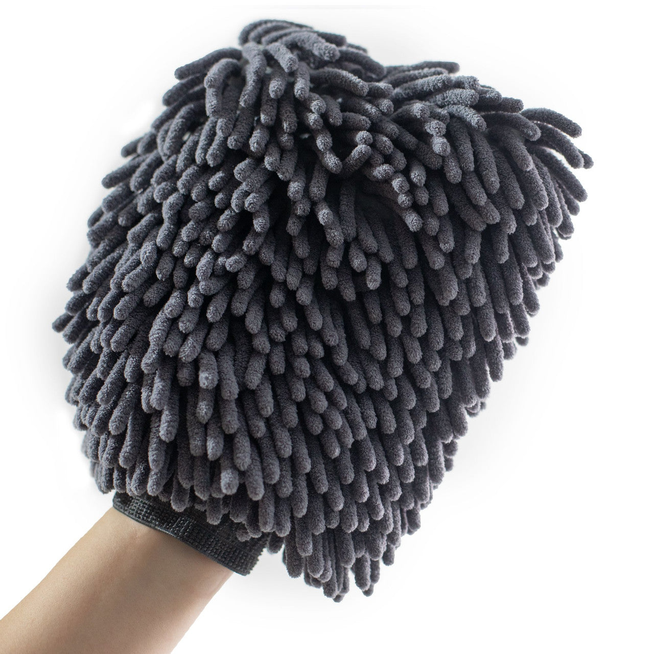 Gray chenille microfiber car wash mitt two pack for scratch-free auto detailing and cleaning — view 3