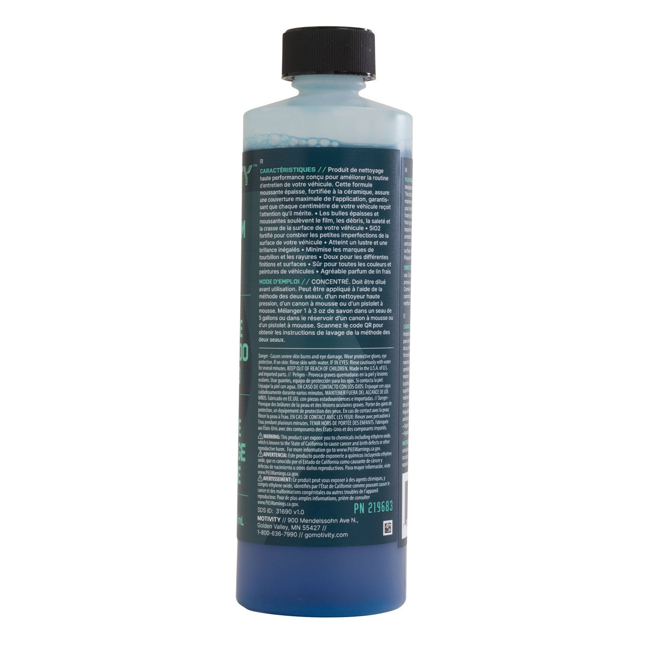Motivity ceramic car wash soap bottle, concentrated snow foam in a 16 oz fresh linen scent — view 3