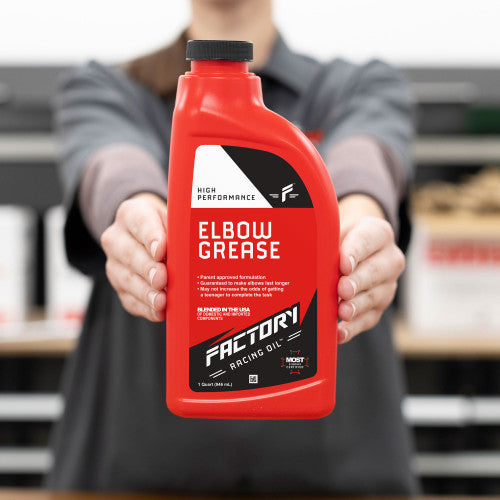 Maximum Strength Elbow Grease novelty one quart empty bottle for hilarious dad jokes and DIY pranks — view 2
