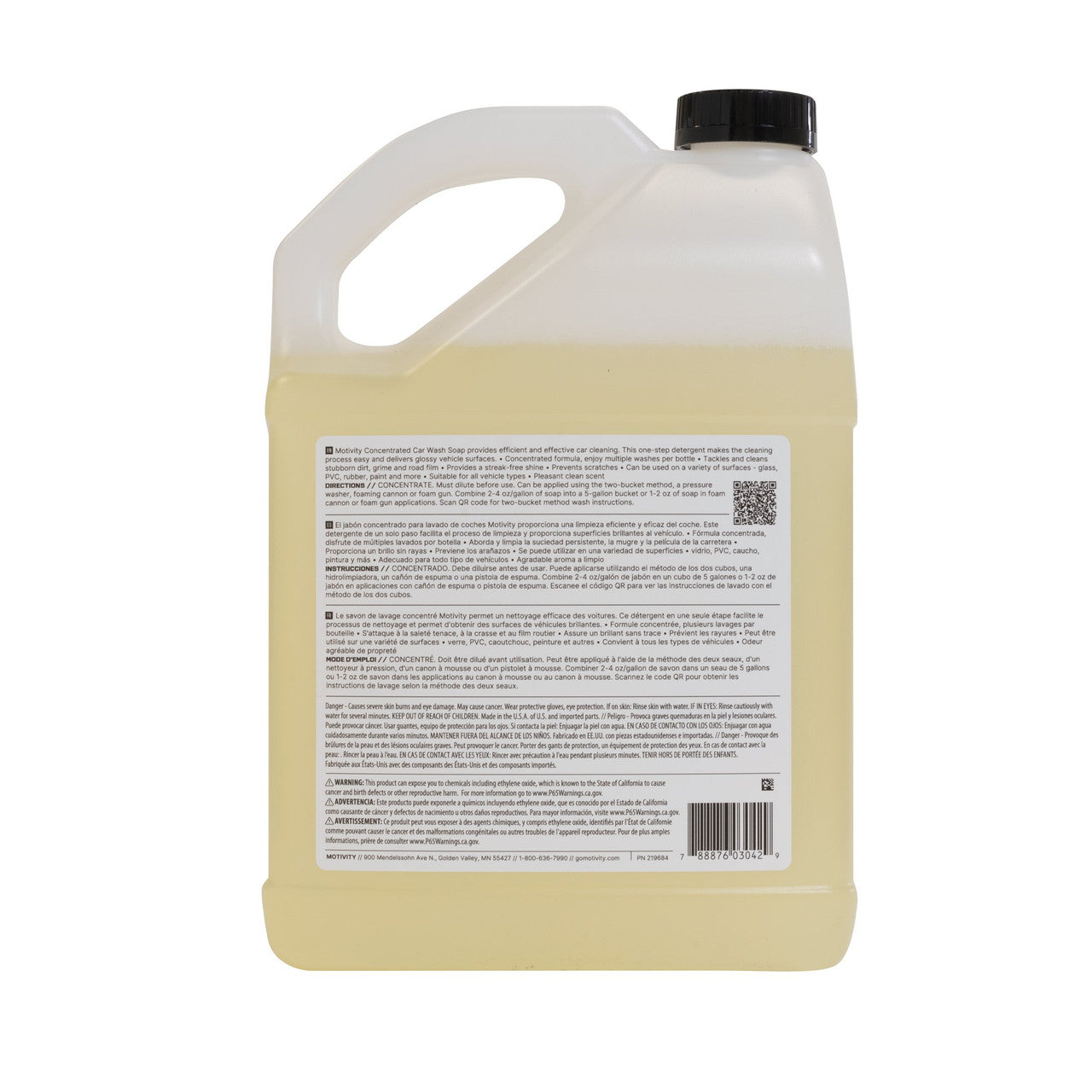 One gallon jug of Motivity concentrated car wash soap for foam cannons and auto detailing — view 2