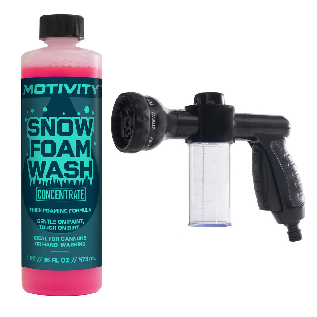 Motivity foaming boost car wash kit with concentrated snow foam soap and black spray nozzle
