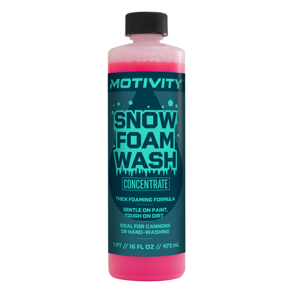 Motivity cherry scented pink snow foam car wash soap in a 16 ounce bottle