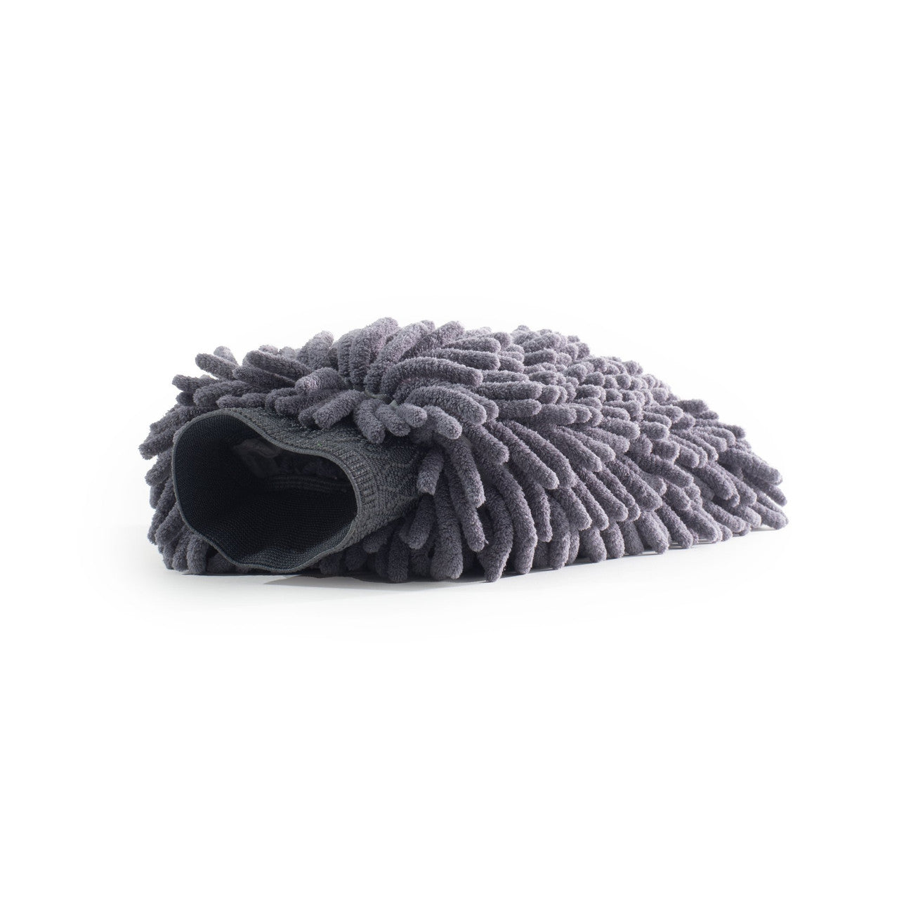 Large gray chenille microfiber car wash mitt for scratch-free auto detailing and cleaning — view 2