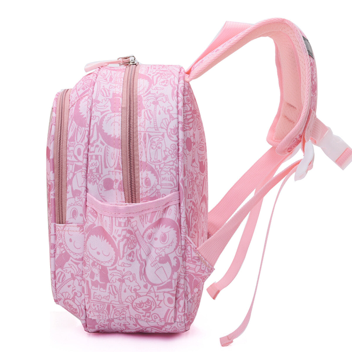 Fun Vacation Time Kids Backpack in colorful water-resistant Oxford cloth with side pockets and adjustable straps — view 3