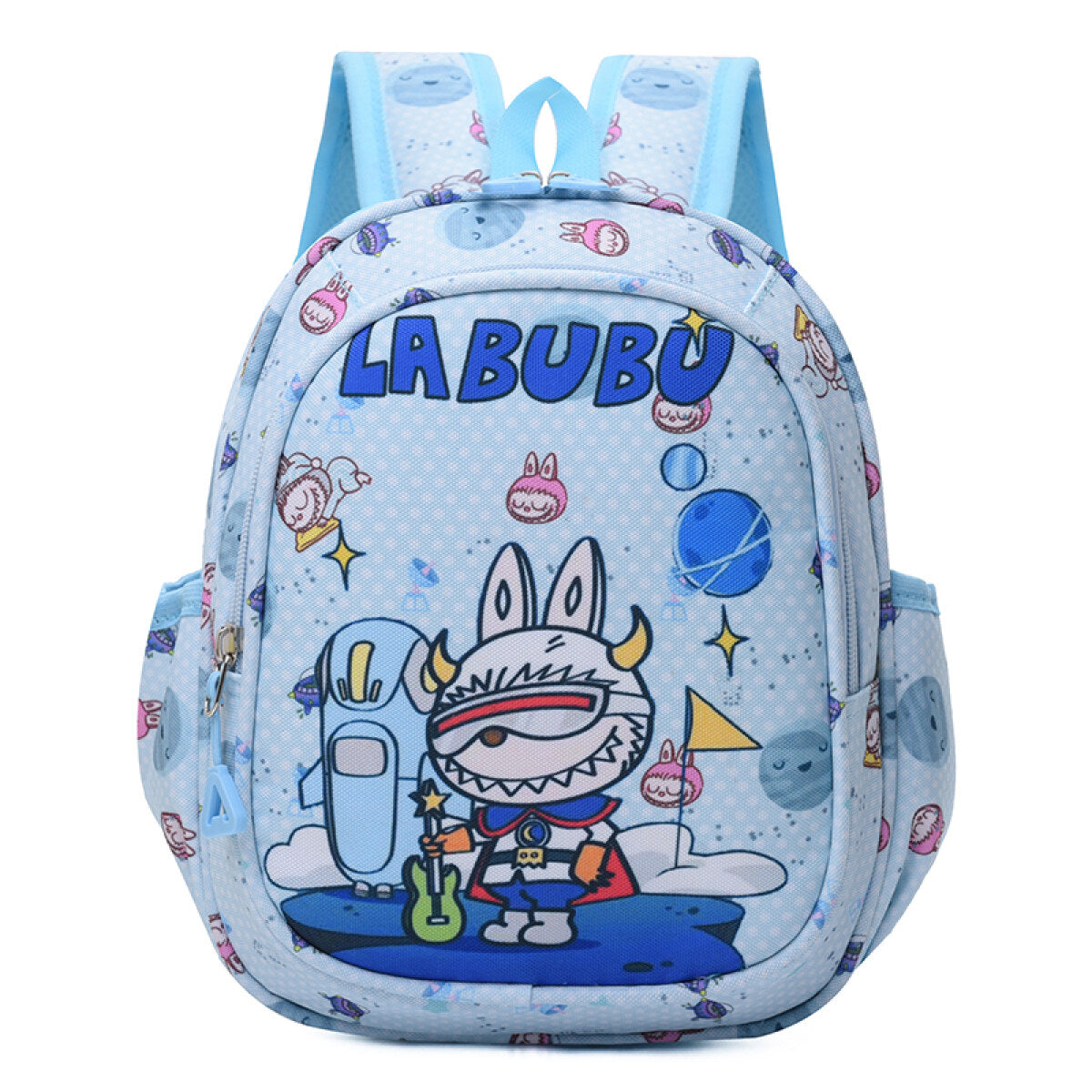 Fun Vacation Time Kids Backpack in colorful water-resistant Oxford cloth with side pockets and adjustable straps
