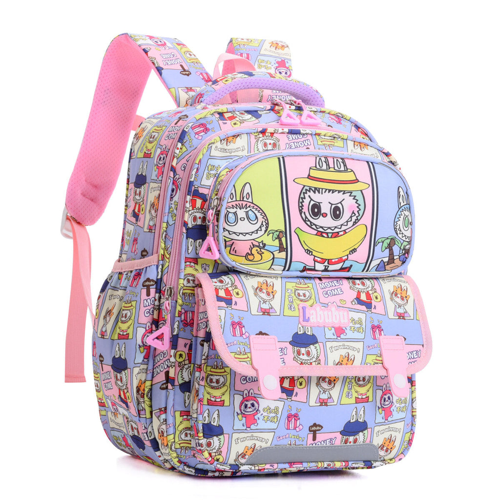 Fun with Friends Labubu kids backpack in water repellent Oxford fabric with side pockets and straps — view 2