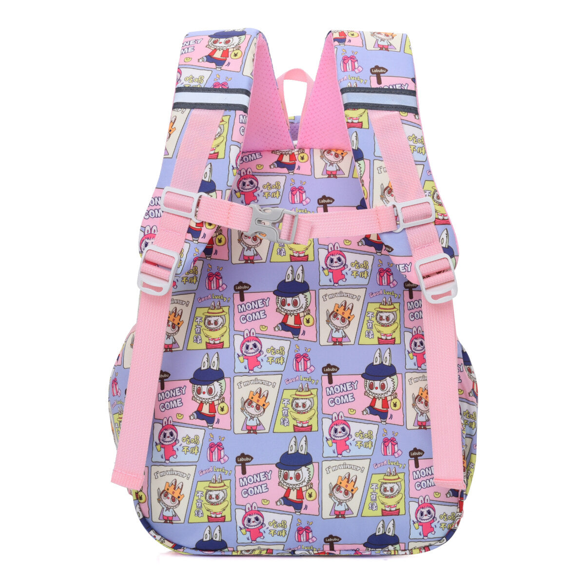 Fun with Friends Labubu kids backpack in water repellent Oxford fabric with side pockets and straps — view 4