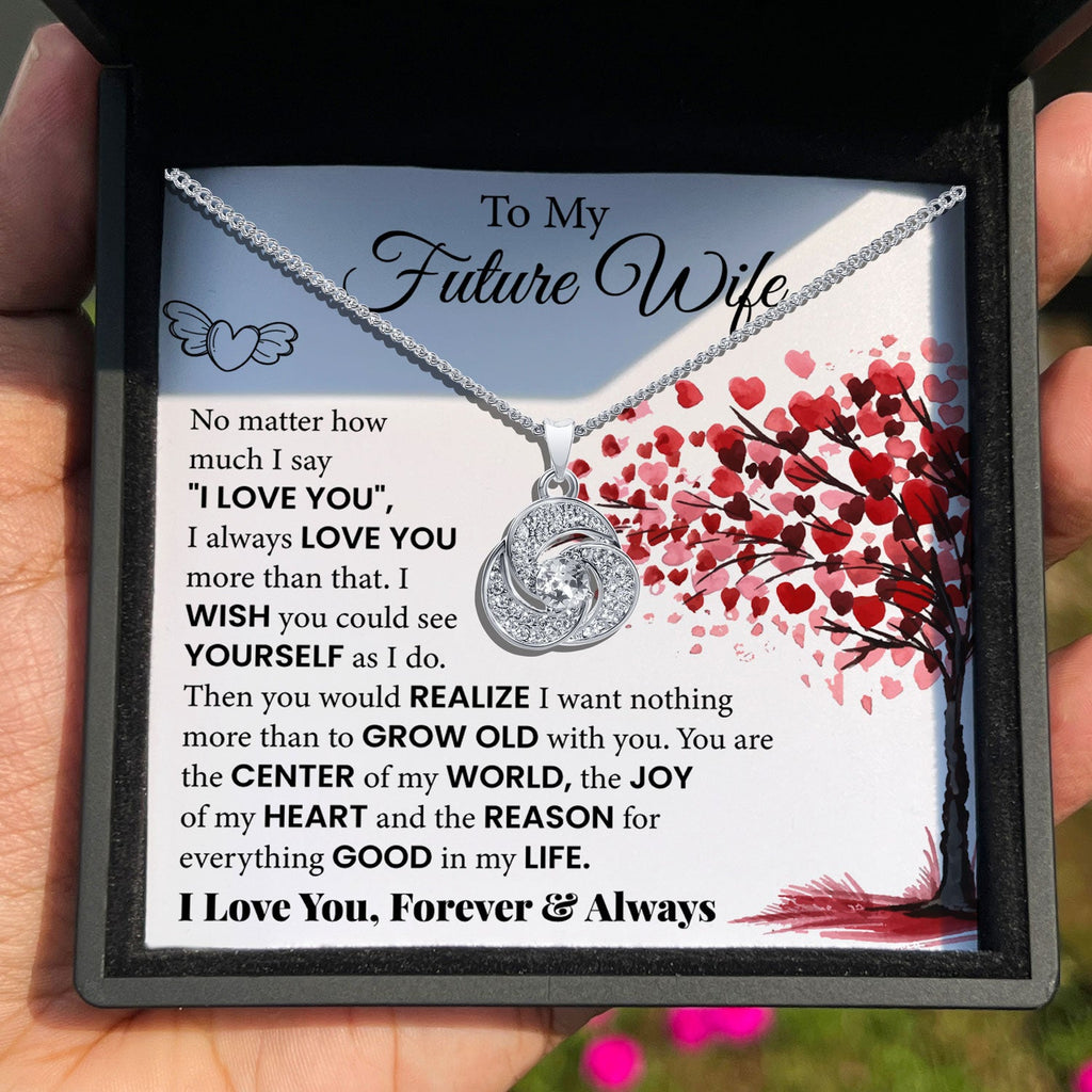 TRYNDI™  To My Future Wife Love Knot Necklace With Authentic Swarovski Crystals-1