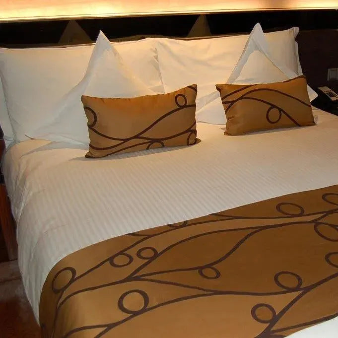 White T-250 cotton blend bed sheets featuring an elegant 5 MM satin stripe weave design — view 5