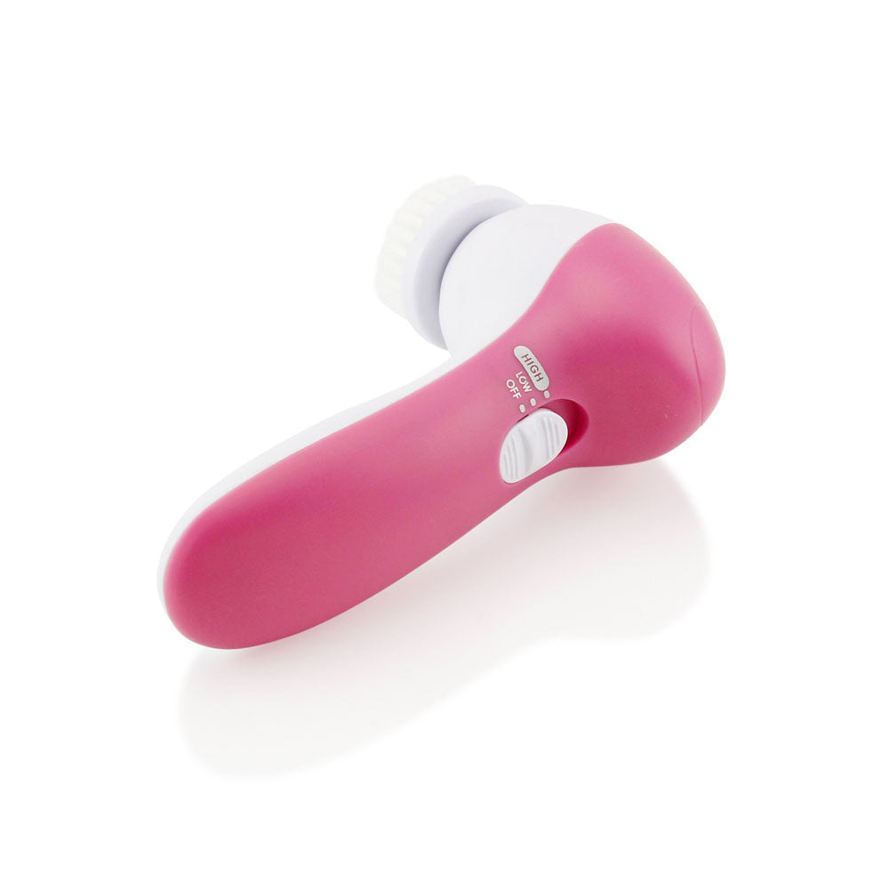 5-in-1 facial cleansing device with interchangeable brush and sponge heads for deep skincare routines — view 3
