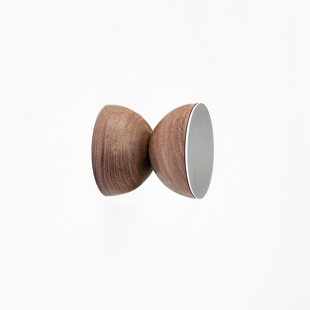 Geometric Walnut Wood & Aluminium Wall Mounted Coat Hook / Knob-0