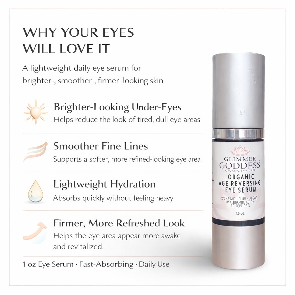 Organic age reversing eye serum bottle with vitamin C and peptides for dark circles — view 5